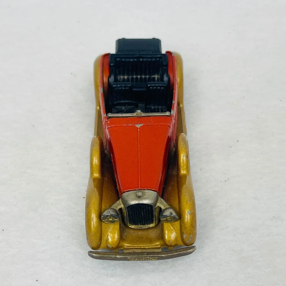 Vintage Diecast Model Car 1930s Style Convertible Red and Gold 3.25 Inch